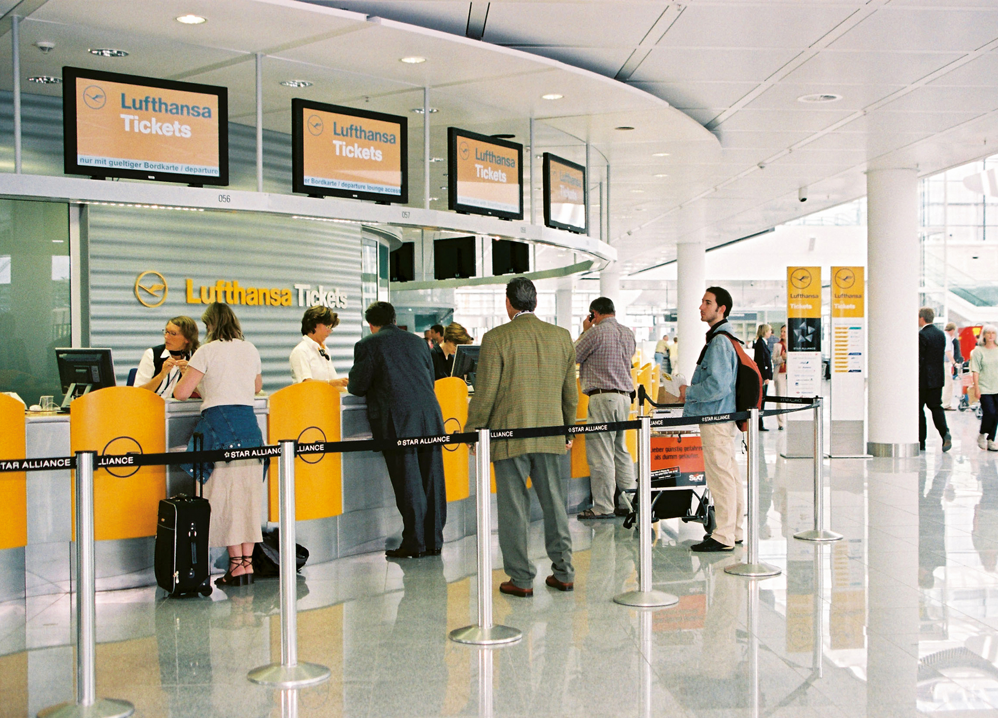 Lufthansa counters in Munich, Europe's most modern hub airport.