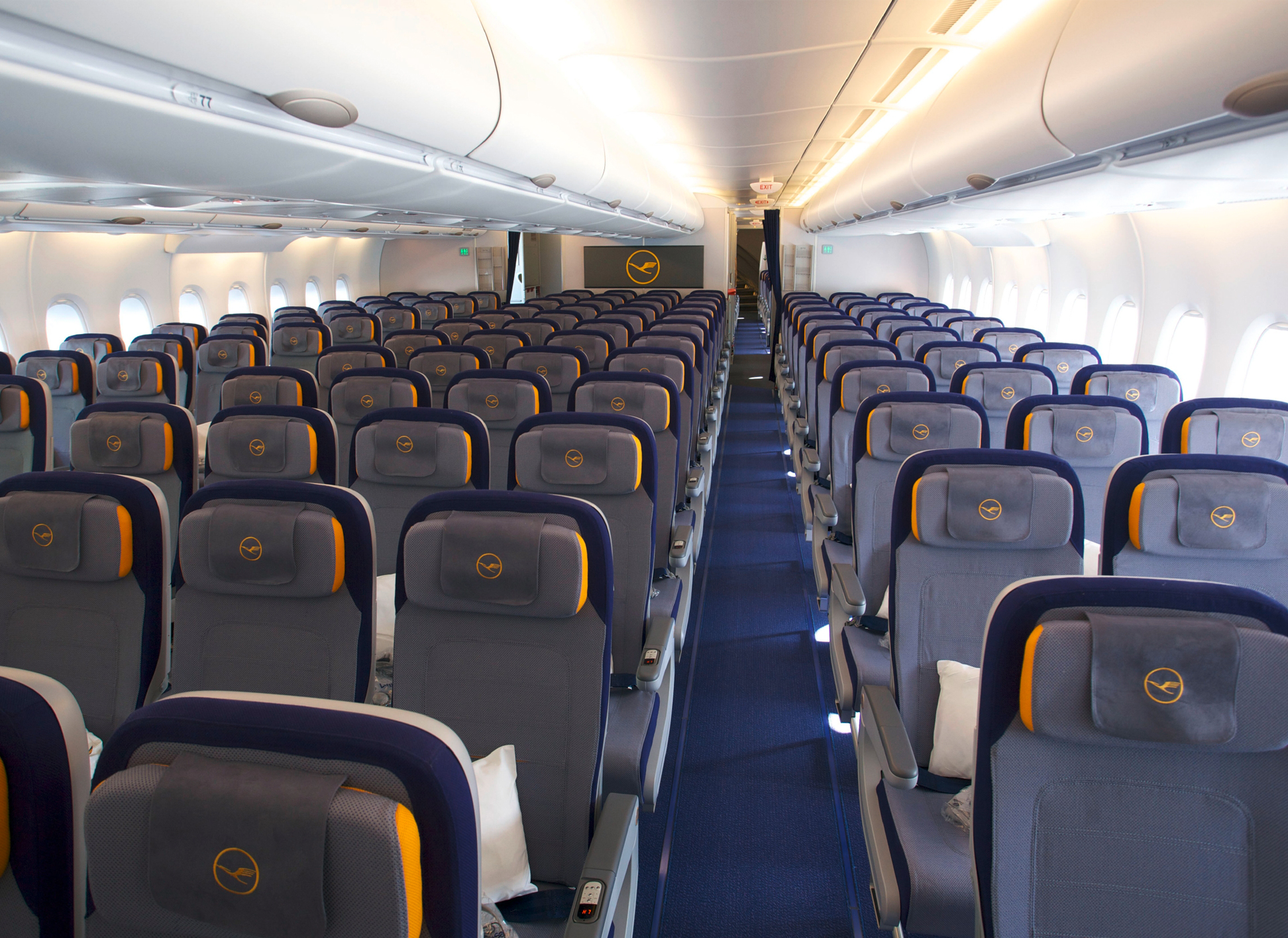 The 420 Economy Class seats on the roomy main deck of the A380 offer more space than ever before.