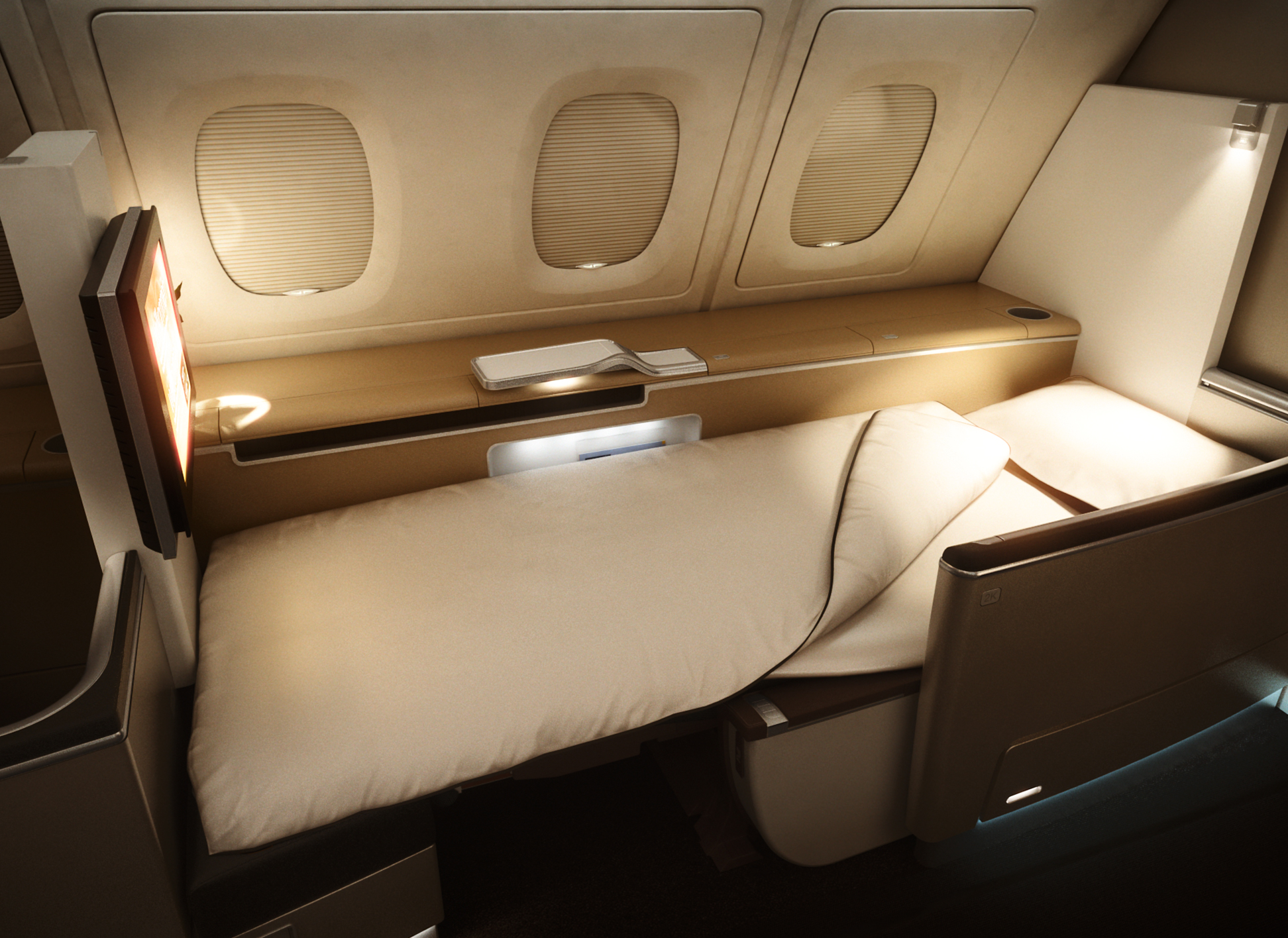 With a length of 2.07 meters and a width of 80 centimetres, the bed in the new First Class offers plenty of space and comfort.