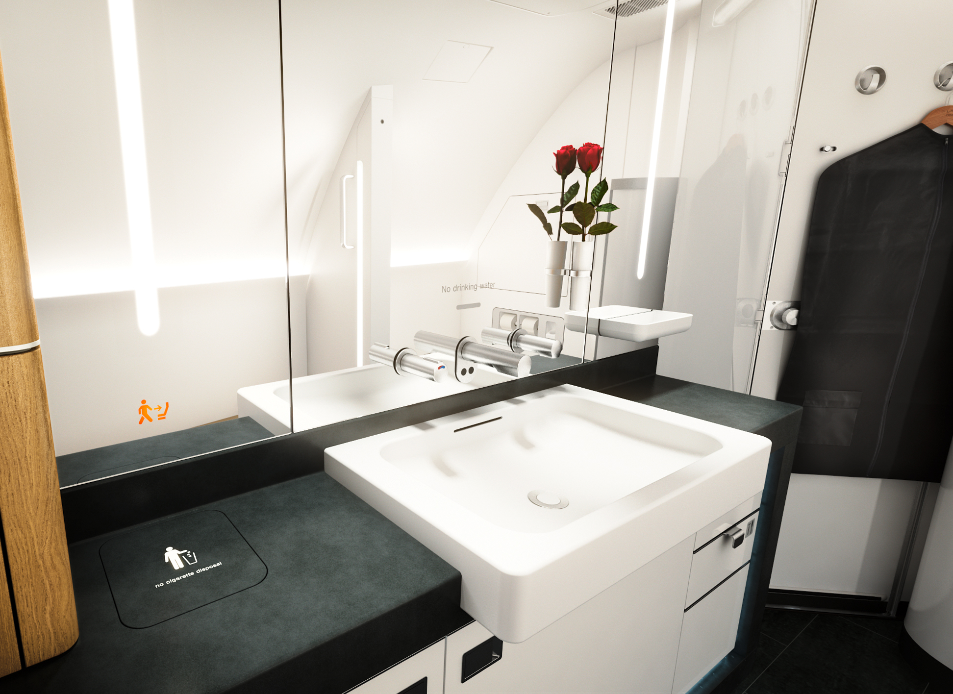 Luxurious and spacious: The First Class bathrooms with private booth