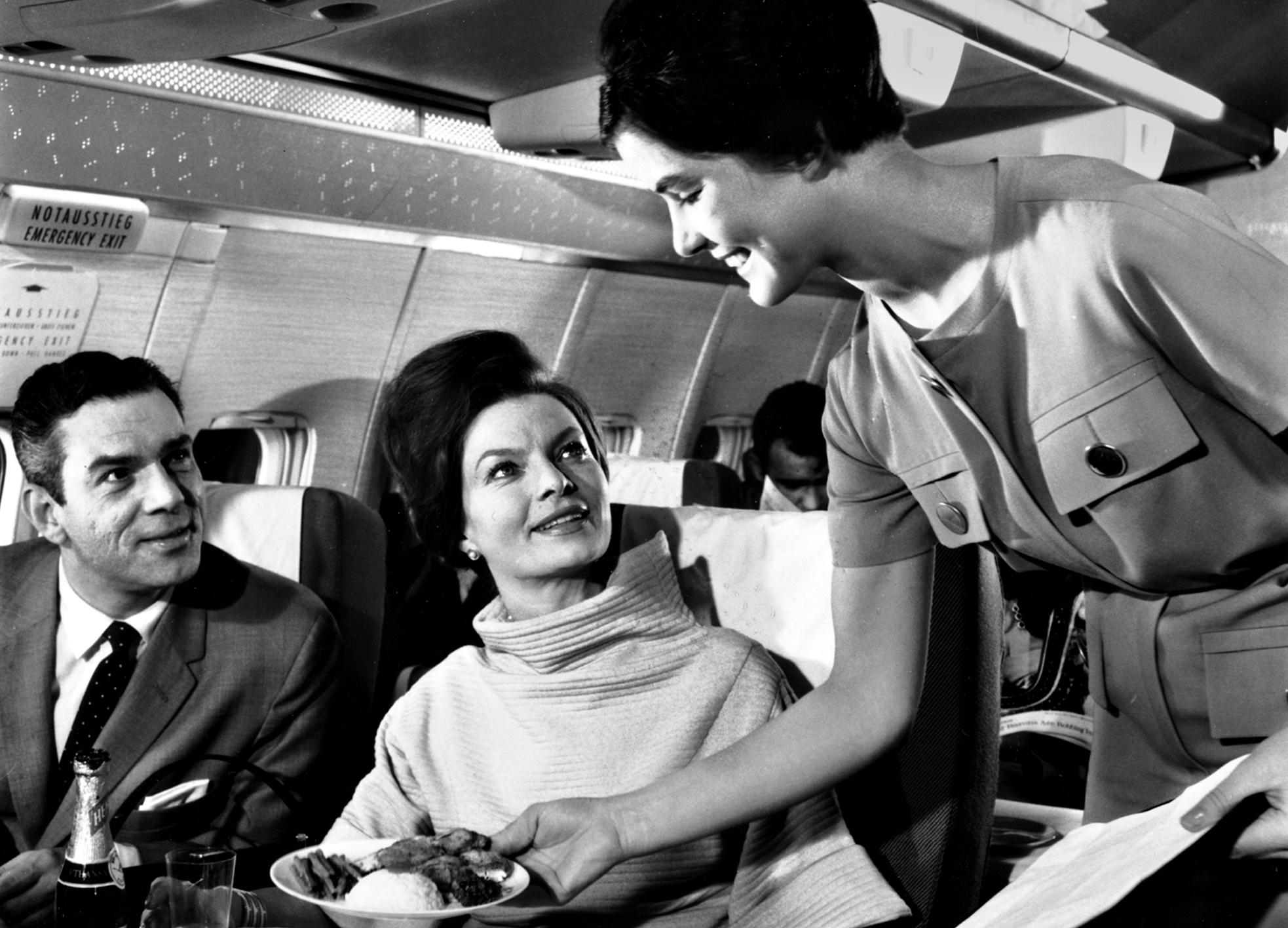 For gourmets: The Lufthansa in-flight chef created delicious dishes for passengers.
