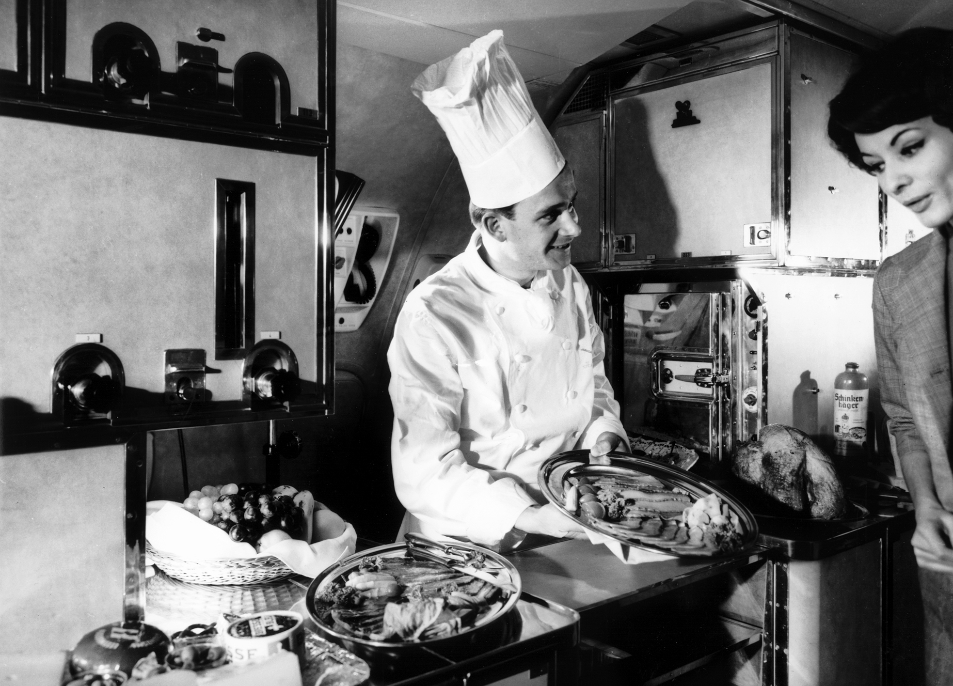 For gourmets: The Lufthansa in-flight chef created delicious dishes for passengers.