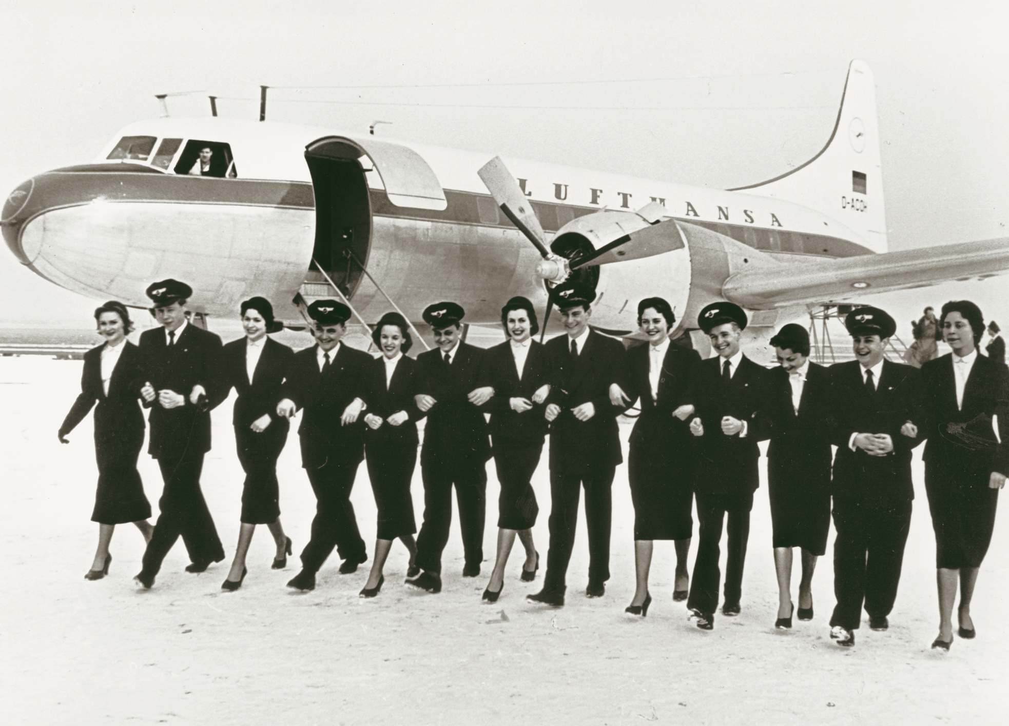 The first training course for flight attendants took place from January 3 to February 12, 1955.