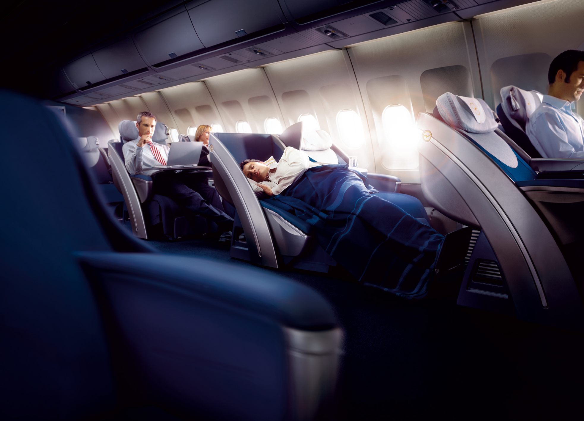 Lufthansa Business Class on long-haul aircraft.